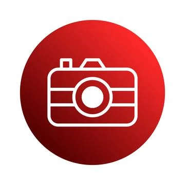 A Simple White Camera Outline on a Red Circle Background Creating a Clean D.. 스톡 일러스트