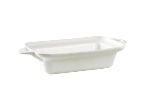 Simple white ceramic baking dish with lid Stock Photos