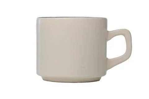 Simple white ceramic mug with a subtle design showcases elegance in minimal.. Stock Photos