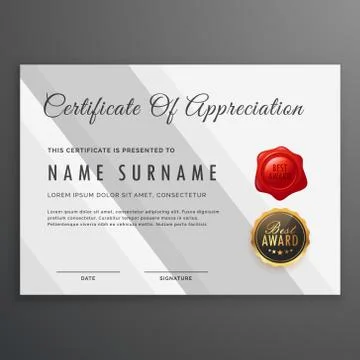 Simple white certificate template design Stock Illustration
