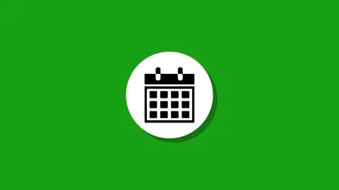 Simple white circle animates and transforms into calendar icon on green bac.. Stock Footage 327762851