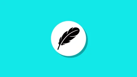 Simple white circle becomes black feather icon on bright turquoise backgrou.. Stock Footage 329273014