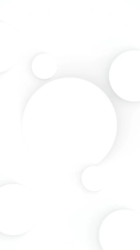 Simple white circle layout raised paper shapes, gentle shadows, and airy minimal Stock Footage 334121323