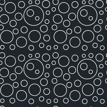 Simple white circles on black background, seamless vector background Stock Illustration