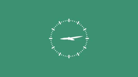 Simple white clock face with minimalist hands against green background, sho.. イラスト素材