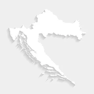 Simple white Croatia map on gray background, vector Stock Illustration