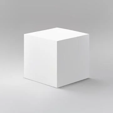 Simple White Cube on Gradient Gray Background Stock Illustration