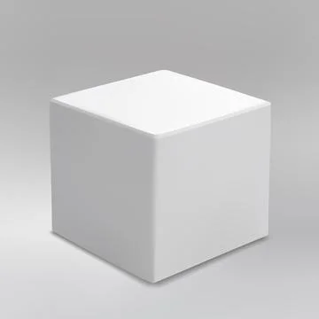 Simple White Cube on Gradient Gray Background Illustrazione stock