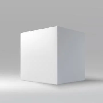 Simple White Cube on Gradient Gray Background Stock Illustration