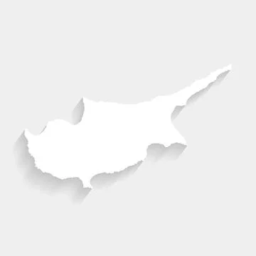 Simple white Cyprus map on gray background, vector Stock Illustration