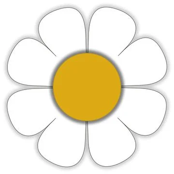 Simple white daisy flower illustration with yellow center Stock Illustration