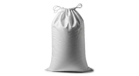 Simple white drawstring bag for storage or packaging empty fabric pouch Stock Illustration