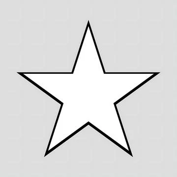 A simple white five pointed star shape centered on a plain gray background Stock Illustration