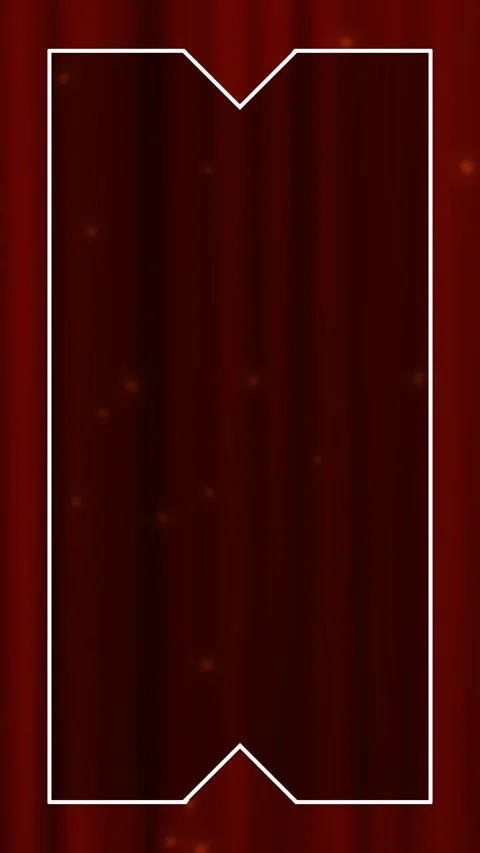 Simple White Frame with dark red Curtain and Firefly Lights Stock Footage 280510156