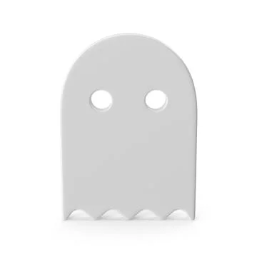 Simple white ghost icon 3d render Stockillustratie