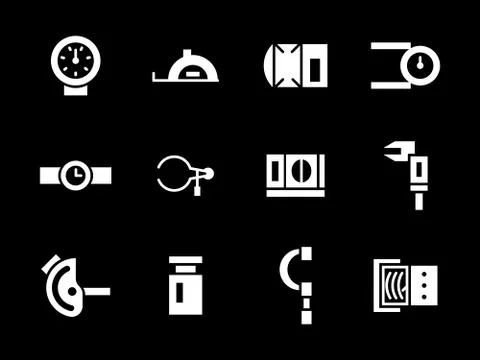 Simple white glyph calibration tools vector icons 库存插图