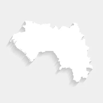 Simple white Guinea map on gray background, vector Stock Illustration