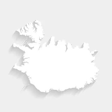 Simple white Iceland map on gray background, vector Stock Illustration