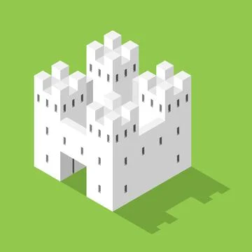 Simple white isometric castle Stock Illustration