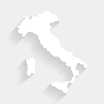 Simple white Italy map on gray background, vector Stock Illustration