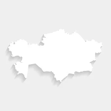 Simple white Kazakhstan map on gray background, vector Stock Illustration