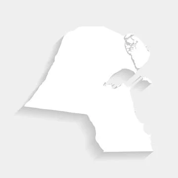 Simple white Kuwait map on gray background, vector, illustration, eps 10 file Stock Illustration