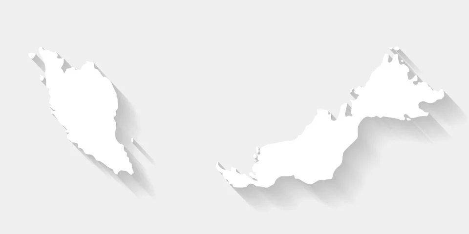 Simple white Malaysia map on gray background, vectorfile Stock Illustration