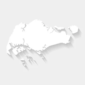 Simple white map of Singapore, vector Stock Illustration