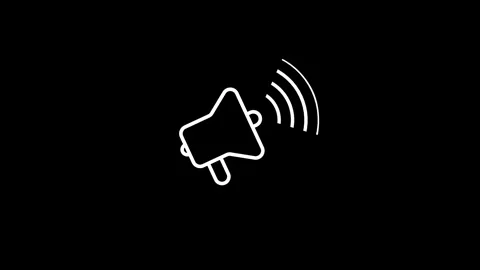 Simple White Megaphone Icon on Dark Background Stock Footage 331756304