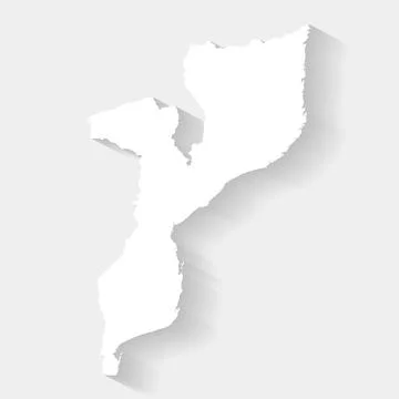 Simple white Mozambique map on gray background, vector Stock Illustration