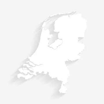 Simple white Netherlands map on gray background, vector, illustration, eps 10 Stock Illustration