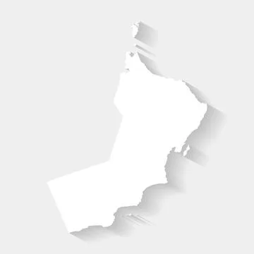 Simple white Oman map on gray background, vector Stock Illustration