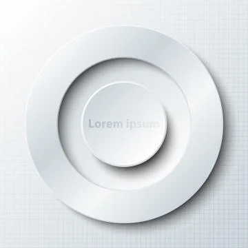 Simple white paper 3D circle in circle ring on grid for website presentatio.. Stock Illustration