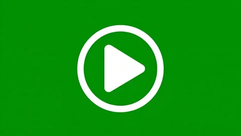 A simple white play button icon inside an oval outline on a solid green bac.. Stock Footage 327719437