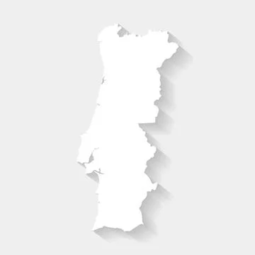 Simple white Portugal map on gray background, vector, illustration, eps 10 fi Stock Illustration