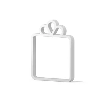 Simple white rectangle realistic Christmas toy white rectangle gift box with  Stock Illustration