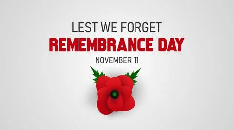 Simple White Remembrance Day Poster with Single Poppy Illustrazione stock