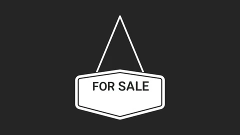 Simple white sign hangs against black background Stock Footage 346188284