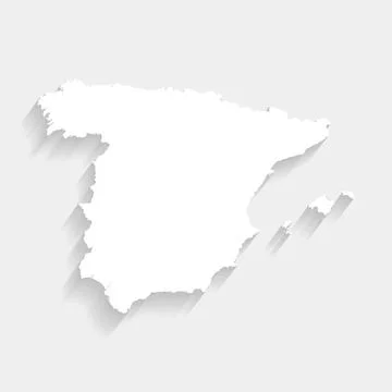 Simple white Spain map on gray background, vector Stock Illustration