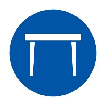 Simple White Table Icon on Bright Blue Circle Background Design 库存插图