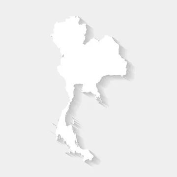 Simple white Thailand map on gray background, vector Stock Illustration