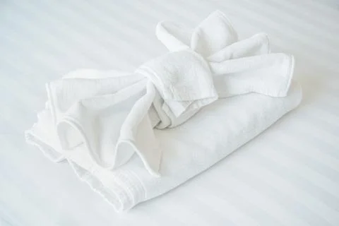 Simple white towel Stock Photos