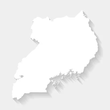 Simple white Uganda map on gray background, vector Stock Illustration