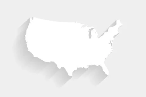 Simple white United States map on gray background, vector Stock Illustration