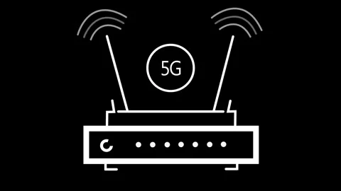 Simple Wi-Fi Router Animation Broadcasting Network Signal in Minimal Line Sty Video stock 316716340