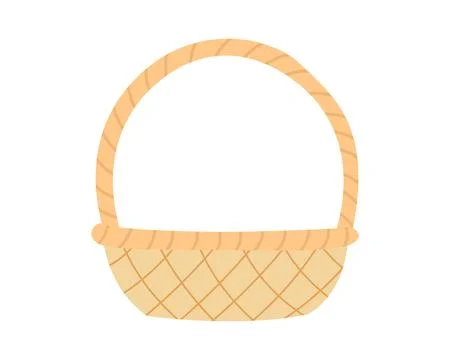 Simple wicker basket with a sturdy handle, ideal for eco-friendly shopping Stock Illustration