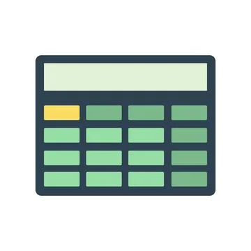 Simple wide calculator with rounded edges and a flat design. Stock Illustration