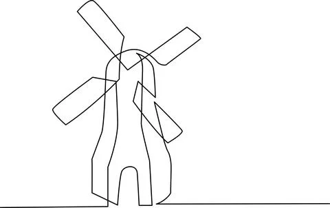 Simple windmill illustration with four blades Vector Stock Illustration