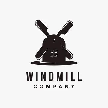 Simple windmill logo icon vector template on white background Illustrazione stock