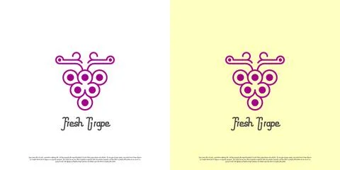 Simple wine grape alcohol logo design illustration. Stock Illustration